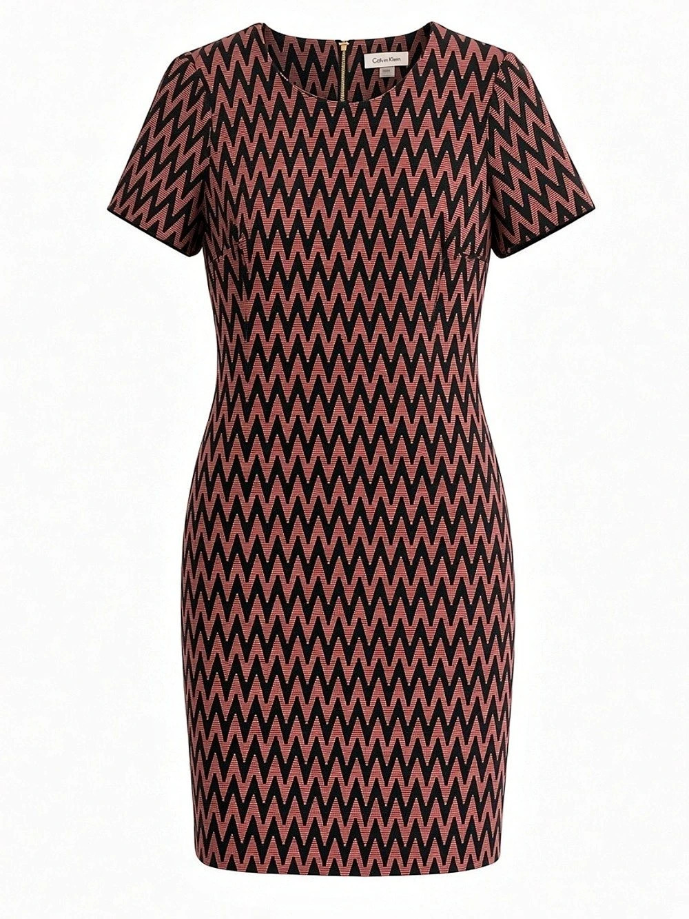 Calvin Klein Geometric Mini Dress in Black & Red Size 8